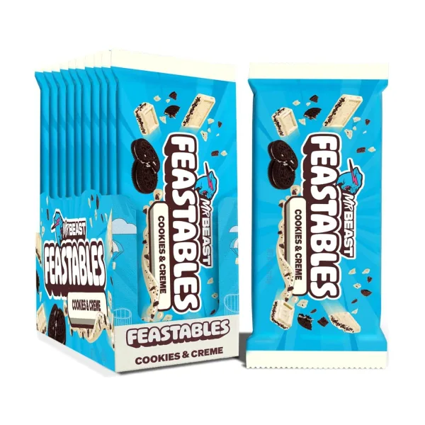 Feastables cookies and creme bar organic cacao imported from USA