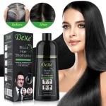 Dexe black hair colour shampoo bottle 400ml for grey coverage