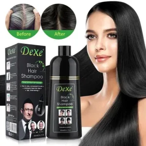 Dexe black hair colour shampoo bottle 400ml for grey coverage