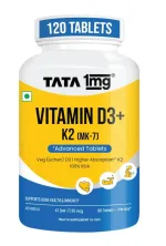 Tata 1mg vitamin D3 600 IU plus K2 MK-7 120 vegetarian tablets
