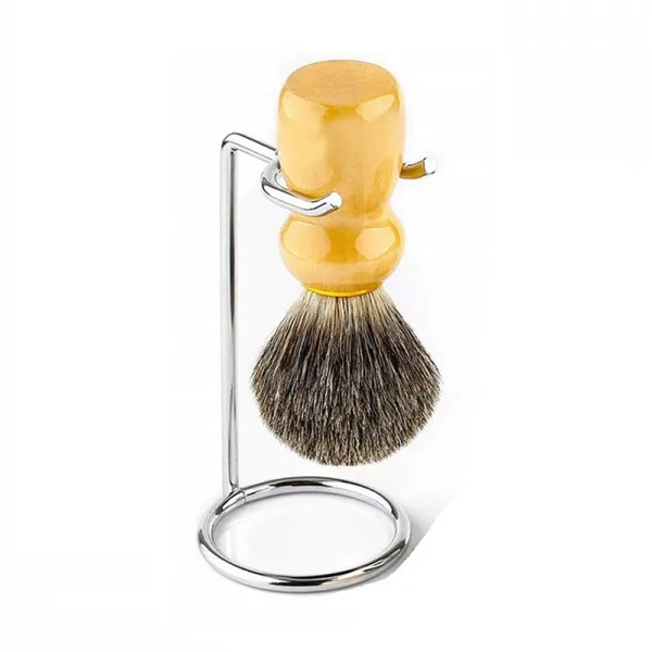 Metal shave brush holder stand silver chrome finish