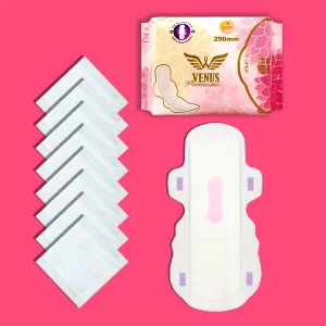 Venus Premium 290 mm pure cotton sanitary pads with 3D wings 8 pack