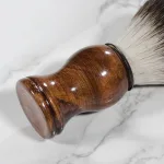 Men's shaving brush with turned wooden handle barber style
