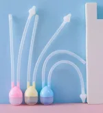 Manual nasal aspirator with food grade silicone tips for newborns