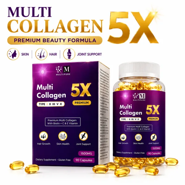 Multi Collagen 5X oral collagen supplement two bottle pack