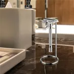 Chromed shaving brush stand and base for men