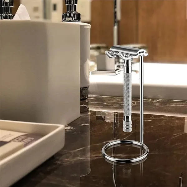 Chromed shaving brush stand and base for men