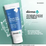 The Derma Co 1% Salicylic Acid Gel Face Wash tube for acne-prone skin