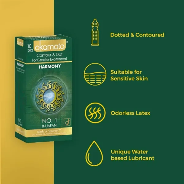 Okamoto Harmony contoured super thin dotted condom