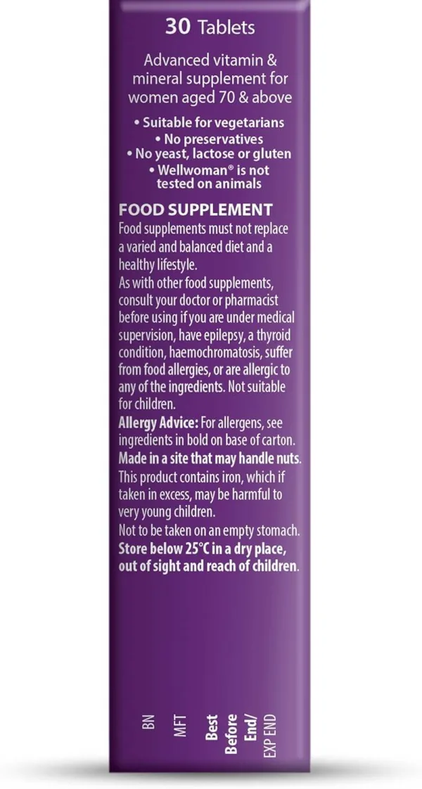 Vitabiotics Wellwoman 70+ daily multivitamin supplement 30 count