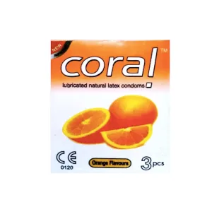 Coral orange citrus flavour condom for men made in Malaysia