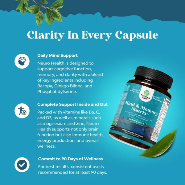 Nootropic capsules with bacopa L-tyrosine and B vitamins for focus