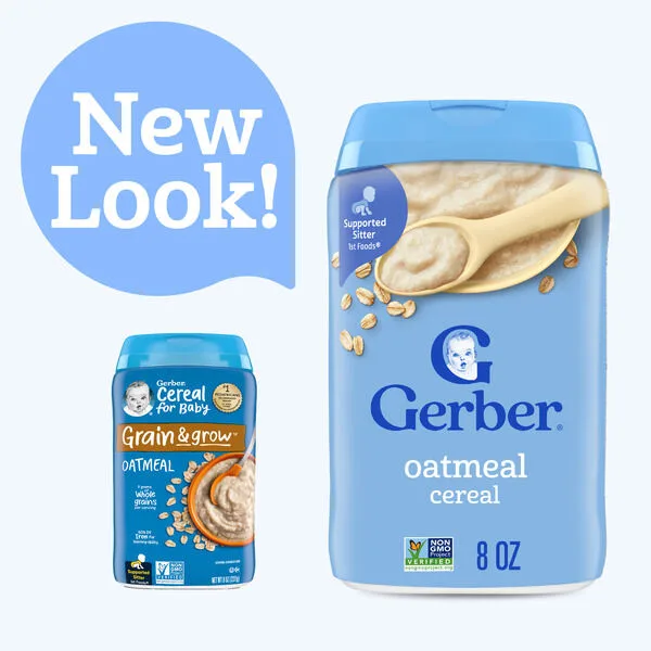 401638f5601722c93ffef3291f73fcd9.jpg Gerber plain oatmeal infant cereal with iron 227 gram container