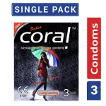 Coral Long Lasting Extra Time Lubricated Natural Latex Condom for Men | 3pcs Pack | Malaysia