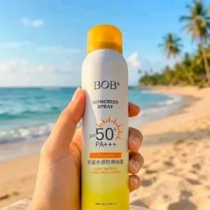 Light water sunscreen spray SPF50+ for easy reapplication over makeup