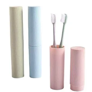 PP toothbrush holder with built-in toothpaste case for travel