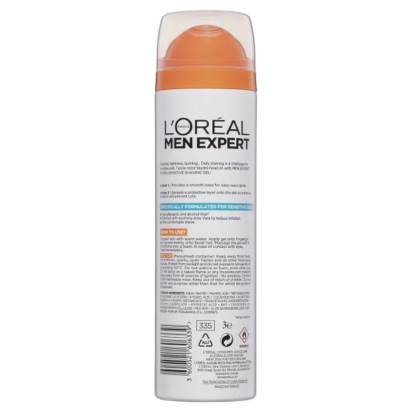 L'Oreal Men Expert hydra shaving gel 200ml can for men