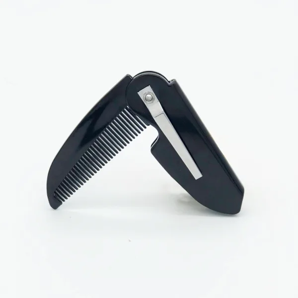 Folding pocket beard comb with clip for men
