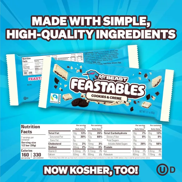MrBeast Feastables milk chocolate bar with cookie pieces 60 gram