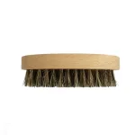 Palm held boar bristle beard grooming brush for facial hair