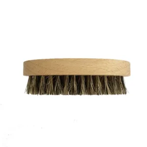 Palm held boar bristle beard grooming brush for facial hair