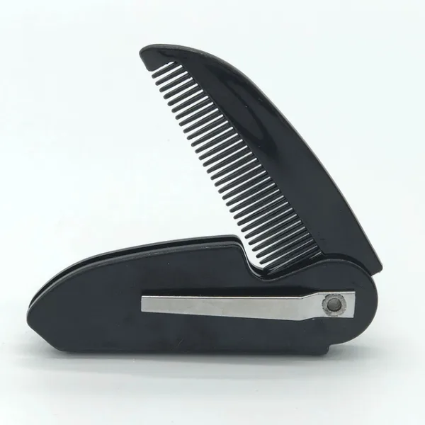 Folding pocket beard comb with clip for men