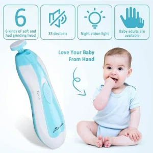 Electric baby nail trimmer 6 in 1 grooming kit with LED light
