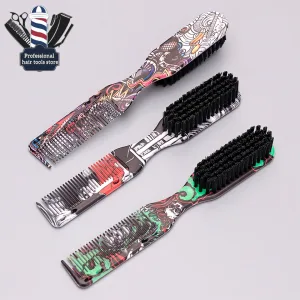 Double sided beard styling brush and barber hair duster