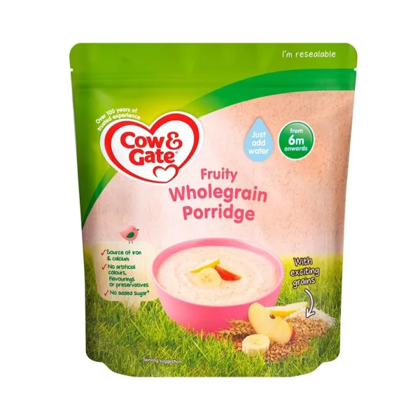 Cow and Gate wholegrain fruit porridge 125 gram for 6 months babies