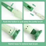 Food grade silicone baby bottle brush with 360 flexible head