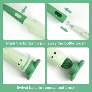 Food grade silicone baby bottle brush with 360 flexible head