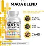 Herbal adaptogen blend capsules with ashwagandha and maca root 60 count