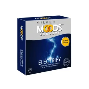Moods Silver Electrify combination dotted and ribbed condom