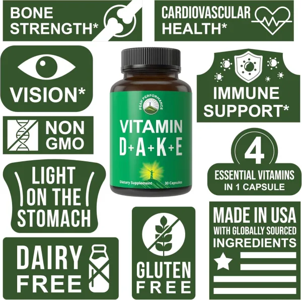 Vegan fat soluble vitamin ADK complex supplement bottle