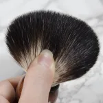 Men's shaving brush with turned wooden handle barber style