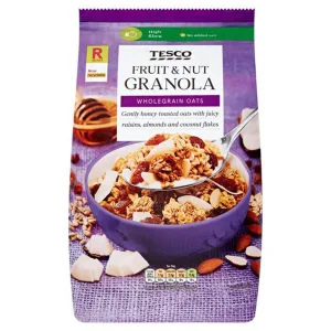 Tesco fruit and nut granola wholegrain oats 1kg made in UK