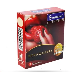 SMC Sensation strawberry flavour super dotted condom 3pcs pack