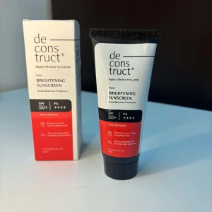 Water resistant dewy sunscreen SPF 50+ for dry skin, no white cast