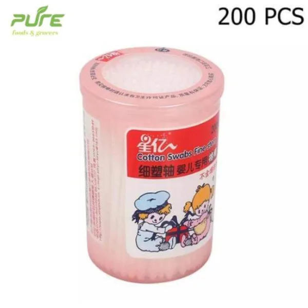 Portable cotton swab container 200pcs soft cotton buds