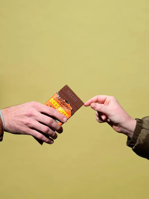 Feastables milk chocolate with peanut butter organic cacao bar