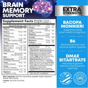 Nootropic capsules with ginkgo bacopa and phosphatidylserine 60 count