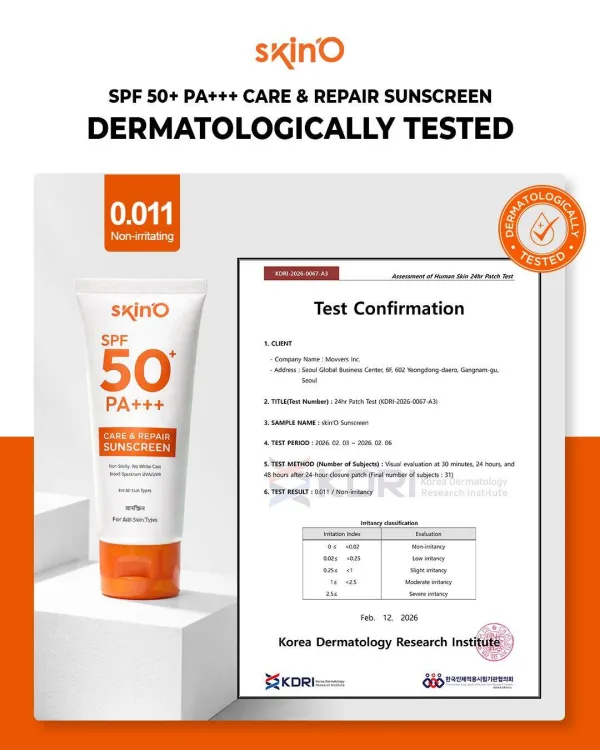 skin O care and repair sunscreen packaging detail