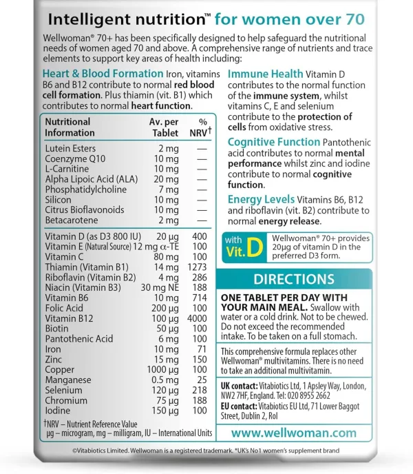 Wellwoman 70 plus over 26 nutrients tablets for older women