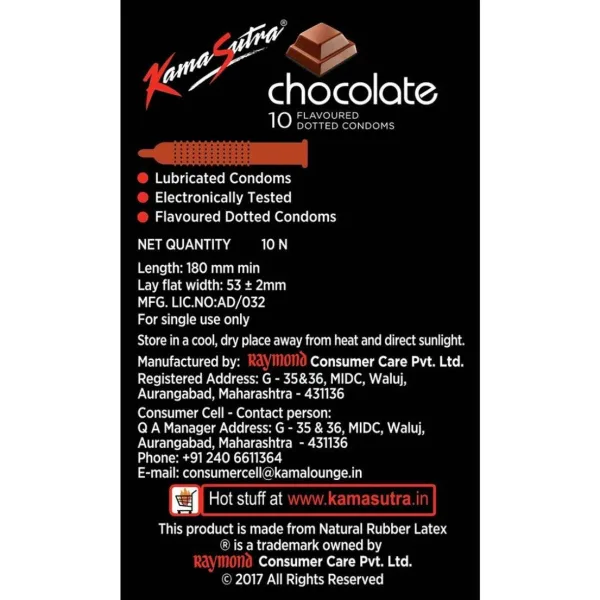 Chocolate flavoured dotted condom pack of 10 from KamaSutra