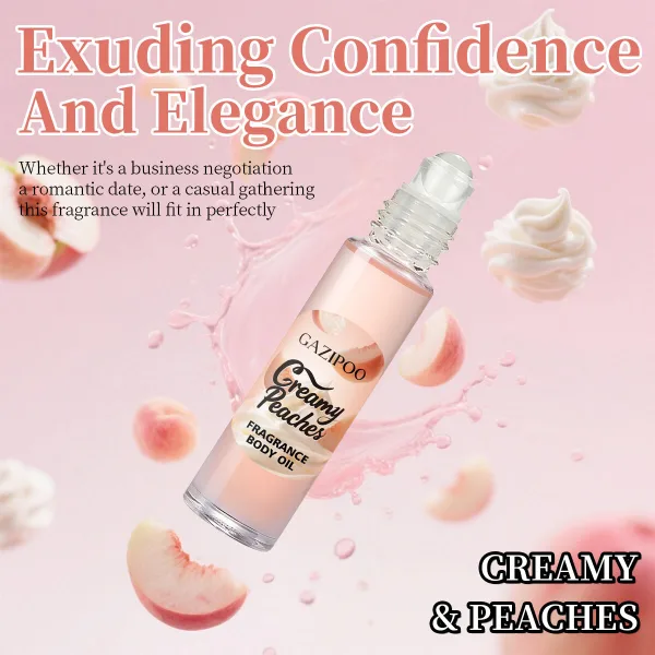 Creamy peach roll-on perfume oil for women 10ml bottle