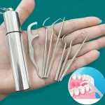 Waterproof toothpick case with polished stainless steel picks