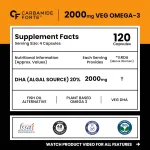 Plant based algal oil omega 3 DHA capsules vegetarian 120 count