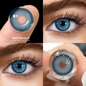 Semporna blue colour contact lens one pair with lens case