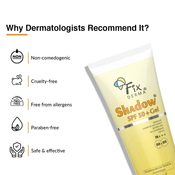 Fixderma shadow sunscreen gel packaging detail