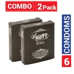 Amore black condom twin pack six pieces total